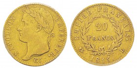 France, Cent-Jours, 20 mars-22 juin 1815 20 Francs, Bayonne, 1815 L, AU 6.45 g. Ref : G.1025a, Fr.523 Conservation : PCGS XF40. Très rare.