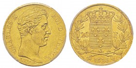 France, Charles X 1824-1830 20 Francs, Perpignan, 1826 Q, AU 6.45 g. Ref : G.1029, Fr.549 Conservation : PCGS AU55. Deuxième plus haut grade. Quantité...