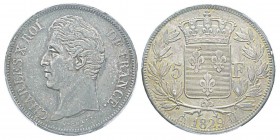 France, Charles X 1824-1830 5 Francs, La Rochelle, 1829 H, AG 25 g. Ref : G.644 Conservation : PCGS MS62