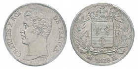 France, Charles X 1824-1830 1 Franc, Bordeaux, 1828 K, AG 5 g. Ref : G.450 Conservation : PCGS AU58