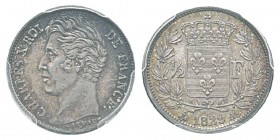 France, Charles X 1824-1830 Demi Franc, Paris, 1829 A, AG 2.5 g. Ref : G.402 Conservation : PCGS MS63