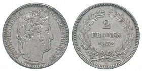 France, Louis Philippe 1830-1848 2 Francs, La Rochelle, 1832 H, AG 10 g. Ref : G.520 Conservation : PCGS AU55