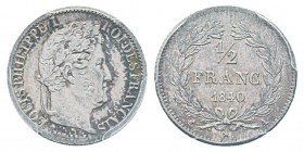 France, Louis Philippe 1830-1848 Demi Franc, Paris, 1840 A, AG 2.5 g. Ref : G.408 Conservation : PCGS MS63
