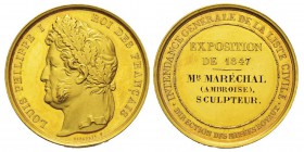 France, Louis Philippe 1830-1848 Médaille en or de Depaulis F, Paris, 1847, AU 26.3 g. 36.5mm. Avers : LOUIS PHILIPPE I ROI DES FRANCAIS Revers : INTE...