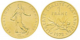 France, Piéfort or de 1 franc Semeuse, 1972, AU 24 g. 920‰ Ref : Taill.104.P3, KM#P454 Conservation : PCGS SP69 Quantité : 75 ex. Rare.