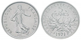 France, Piéfort de 5 Francs Semeuse, 1971, Platine 46.9 g. Ref : Taill.154.P4, KM#P433 Conservation : PCGS SP69 Quantité : 100 ex. Rare.