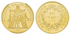 France, Piéfort or de 10 Francs Hercule, 1972, AU 84.1 g. 920‰ Ref : Taill.183.P2, KM#P459 Conservation : PCGS SP66 Quantité : 200 ex. Rare.
