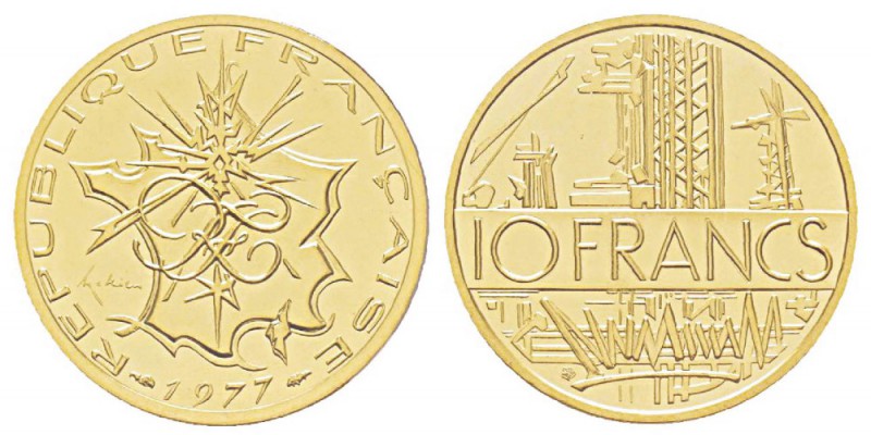 France, Piéfort or de 10 Francs Mathieu, 1977, AU 38.9 g. 920‰ Ref : Taill.186.P...