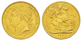 Great Britain, George IIII 1820-1830 Sovereign, 1823, AU 7.96 g. Ref : KM#682, Fr.376, Spink 3800 Conservation : traces anciennes de nettoyage sinon S...