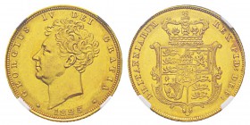 Great Britain, George IIII 1820-1830 Sovereign, 1825, AU 7.98 g. Ref : KM#696, Fr.377, Spink 3801 Conservation : NGC AU58