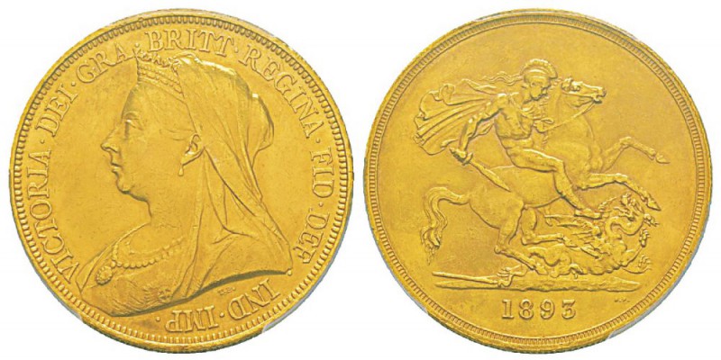 Great Britain, Victoria I 1837-1901 5 Pounds, 1893, AU 39.9 g. Ref : KM#787, Fr....