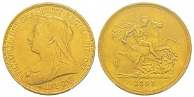 Great Britain, Victoria I 1837-1901 5 Pounds, 1893, AU 39.9 g. Ref : KM#787, Fr.394, Spink 3872 Conservation : PCGS Genuine Scratch, AU Details. Super...