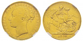 Great Britain, Victoria I 1837-1901 Sovereign, 1879, AU 7.98 g. Ref : KM#752, Fr.388a, Spink 3856A Conservation : NGC VF35. Très Rare.