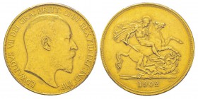 Great Britain, Edward VII 1901-1910 5 Pounds, 1902, AU 39.9 g. Ref : KM#807, Fr.398a, Spink 3966 Matte Conservation : PCGS Proof 50