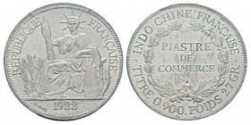 Indochina, Colonies Françaises Indochine 1 Piastre, Heaton, 1922-H, AG 27 g. Ref : Lec 299 Conservation : PCGS MS62
