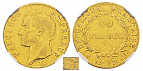 Napoleon in Italy, Département de l'Éridan 1802-1814 40 Francs AN 14U (14 sur 13), Turin, AU 12.75 g. Ref : G.1081, Mont 16, Pag 11 Conservation : PCG...