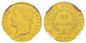Napoleon in Italy, Département de Gênes 1805-1814 20 Francs, Gênes, 1813 CL, AU 6.43 g. Ref : G.1025, Mont 100, Pag 23 Conservation : NGC XF45. Quanti...