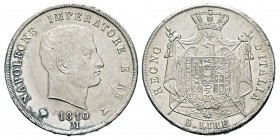 Napoleon in Italy, Royaume d'Italie 1805-1814 5 Lire, Milan, 1810 M, AG 24.96 g. Ref : Mont.223, Pag.28a Conservation : pr.Superbe