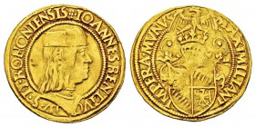 Italy - Giovanni II Bentivoglio 1494-1509 Doppio Ducato, Bologna, non daté (1446-1506), AU 6.8 g. Avers : IOANNES BENTIVOLVS II BONONIENSIS Buste coif...