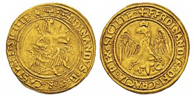 Italy, Ferdinando II 1458-1494 Trionfo, Messina, AU 3.48 g. Avers : FERDINANDVS D G R CASTELLE SICILIE RA Revers : FERDINANDVS DEI GRACIA REX SICILIE ...