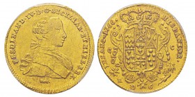 Italy, Ferdinando IV 1759-1799 6 Ducati, Napoli, 1766DG, AU 8.82 g. Avers : FERDINAND IV D G SICILIAR ET HIER REX Revers : HISPANIAR INFANS 1767 Ref :...