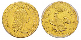 Italy, Carlo di Borbone 1734-1759 Once, Palermo, 1744, AU 3.74 g. Avers : CAR DG SIC ET HIE REX HIS IN Buste à droite. Revers : RESV RGIT 1744 phoénix...