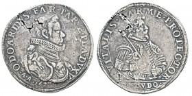 Italy, Odoardo Farnese 1622-1646 Scudo, Parma, 1627, AG 27.1 g. Avers : ODOARDVS FAR PAR E PLA DVX buste drapé et cuirassé à droite, le col fraisé, en...