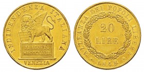 Italy, Governo Provvisorio 1848-1849 20 lire, Venezia, 1848, AU 6.45 g. Ref : Pag 176, Mont 89, Fr 1518 Conservation : Superbe.