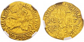 Italie - Savoy, Carlo I 1482-1490 Ducato, Chambery, non daté, AU 3.46 g. Avers : KAROLVS DV X SABAV D PC Revers : MARCh IO IN ITALIA PRINC Ref : MIR 2...
