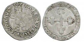 Italie - Savoy, Carlo II 1504-1553 3 Grossi, IIIe type, Torino, non daté, AG 3.48 g. Avers : CAROLVS II DVX SABAVD Écu de Savoie penché sous un heaume...