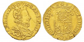 Italie - Savoy, Carlo Emanuele 1580-1630 Doppia, Torino, 1587, AU 6.48 g. Avers : CAR EM D G DVX SAB P P PED Buste avec collerette à droite, en bas la...