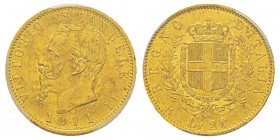 Italy, Vittorio Emanuele II 1861-1878 - Re d'Italia 20 Lire, Roma, 1871, AU 6.45 g. Ref : MIR.1078m (R2), Mont.142, Pa g.466, Fr.12, KM#10.2 Conservat...