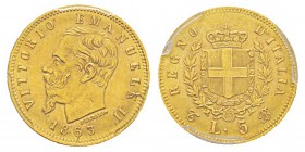 Italy, Vittorio Emanuele II 1861-1878 - Re d'Italia 5 Lire, Torino, 1863, AU 1.61 g. Ref : MIR.1080a (R), Mont.159, Pa g.479, Fr.16, KM#17 Conservatio...