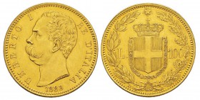 Italy, Umberto I 1878-1900 100 lire, Roma, 1883 R, AU 32.2 g. Ref : MIR.1096c (R), Mont.03, Pa g.569, Fr.18, KM#22 Conservation : traces anciennes de ...