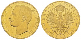 Italy, Vittorio Emanuele III 1900-1943 100 lire, Roma, 1903 R, AU 32.25 g. Ref : MIR.1114c (R2), Mont.01, Pa g.639, Fr.22, KM#39 Conservation : PCGS M...