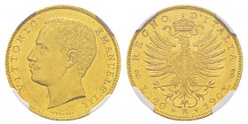 Italy, Vittorio Emanuele III 1900-1943 20 lire, Roma, 1903 R, AU 6.45 g. Ref : MIR.1125d, Mont.46, Pa g.664, Fr.24, KM#37.1 Conservation : NGC MS62