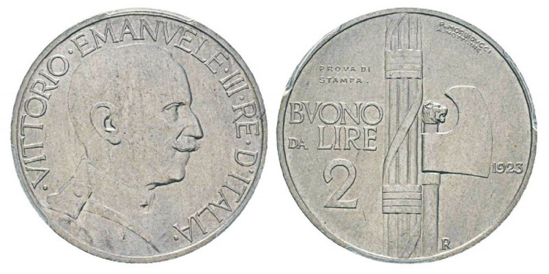 Italy, Vittorio Emanuele III 1900-1943 Buono da 2 lire, Essai - Prova di Stampa,...