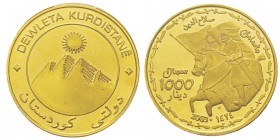 Kurdistan, 1000 Dinars, 2003, AU 4.99 g. 917‰ Ref : X#4 Conservation : PCGS Proof 68 DEEP CAMEO. Quantité : 100 ex. Rarissime.