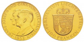 Liechtenstein, Franz Josef II 1938-1990 100 Francs, 1952, AU 32.25 g. 900‰ Ref : Y#17, Fr.19 Conservation : PCGS MS62 Quantité : 4000 ex. Rare