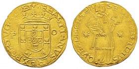 Portugal, Sebastiano 1557-1578 1 Sao Vincente (1000 Reis), PORTO, non daté, AU 7.58 g. Avers : SEBASTIANVS: I: REX: PORTVGALLIAET Ecu couronné entre P...