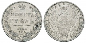Russia, Nicolas I 1825-1855 Rouble, Saint-Pétersbourg, 1852 СПБ HA, AG 20.6 g. Ref : KM C#168.1, Bitkin 161 Conservation : TTB/SUP