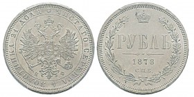 Russia, Alexandre II 1855-1881 Rouble, Saint-Pétersbourg, 1878, AG 20.58 g. Ref : KM Y#25, Bitkin 92 Conservation : PCGS MS62