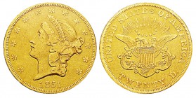 USA 20 Dollars, Philadelphie, 1851, AU 33.43 g. Ref : KM#74.1, Fr.169 Conservation : PCGS Genuine Cleaning - XF Details