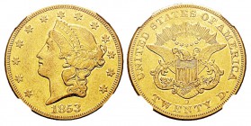 USA 20 Dollars, New Orleans, 1853 O, AU 33.43 g. Ref : KM#74.1, Fr.171 Conservation : NGC AU53