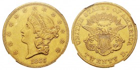 USA 20 Dollars, Philadelphie, 1855, AU 33.43 g. Ref : KM#74.1, Fr.169 Conservation : NGC AU55