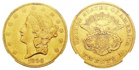 USA 20 Dollars, Philadelphie, 1856, AU 33.43 g. Ref : KM#74.1, Fr.169 Conservation : NGC XF45