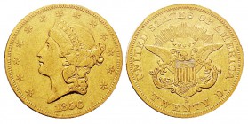 USA 20 Dollars, San Francisco, 1856 S, AU 33.43 g. Ref : KM#74.1, Fr.172 Conservation : PCGS AU50