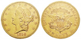 USA 20 Dollars, San Francisco, 1858 S, AU 33.43 g. Ref : KM#74.1, Fr.172 Conservation : PCGS AU50