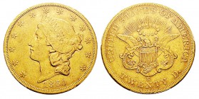 USA 20 Dollars, San Francisco, 1860 S, AU 33.43 g. Ref : KM#74.1, Fr.172 Conservation : PCGS AU50