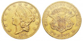 USA 20 Dollars, San Francisco, 1861 S, AU 33.43 g. Ref : KM#74.1, Fr.172 Conservation : PCGS XF45